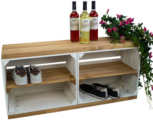 Bench white with seat - , made