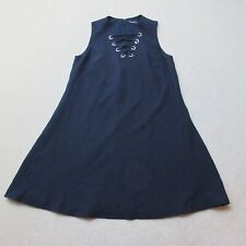 M&S Twiggy A-Line Dress Womens UK 14 Short Navy Blue Classic Sleeveless EU 42