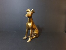 Vintage Brass Dog Greyhound / Sighthound Figurine Sitting Sculpture Home Decor