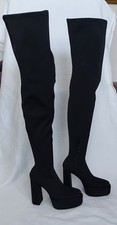 ZARA THIGH HIGH BLACK STRETCHY FABRIC 5" HEEL BOOTS EU38 UK5 BNWT FREE P&P!!