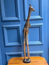 African Giraffe Large Carved Solid Wooden  Mid Century One Horn Missing