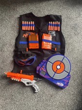 Nurf Gun Bundle, Goggles, Target, Vest Bullets