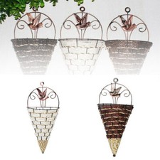 Wall Hanging Planter Rattan Flower Garden Mounted Holder Decor Plant Pot Basket