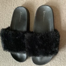 Fur Sliders UK Size 4 Black