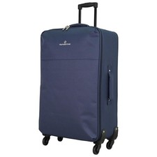 Medium Navy Suitcase with 4 Spinner Wheels Soft Travel Luggage 50 L
