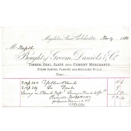 1883 billhead groom - groom,, daniels