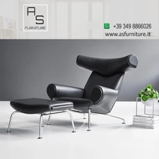 Replica Snail Armchair OX Chair Hans Lounge Hans Wegner Black White