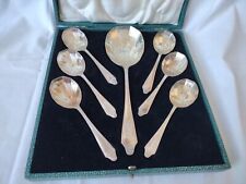 Set of 7 vintage Plated Art Deco Style spoons - Fruit / Soup - R&D L EP marked