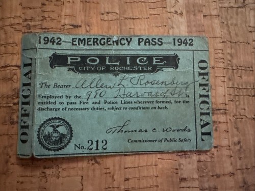 1942 emergency police - emergency, pass