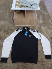 adidas Originals Classic SST Top White Logo Black Retro Track Jacket Men Size XS