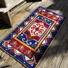 Turkish Carpet Rug Runner 30x56 Inches Handwoven Wool Tribal Art Carpet Vibrant