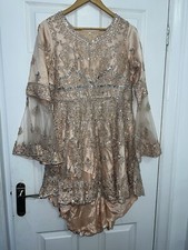 Women’s Asian Fancy/Occasion Dress Beautiful Peach Colour Gahara NEW RRP 350 