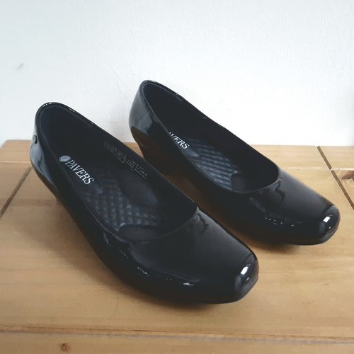 Pavers black patent low heel - black,