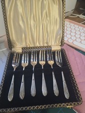 Vintage 1960s EPNS A1 Silver Plated Cake Forks – Boxed Set of 6 – Sheffield