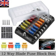 Car Fuse Box 12 Way for Standard Blade Fuses Holder Auto Marine Bus Bar FuseBox