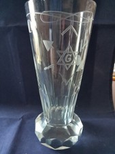 Large Masonic Glass Engraved