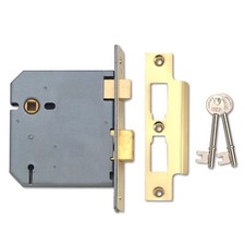 Union 2277 Brass Face 3 Lever Mortice Sash Lock 100mm Case Depth