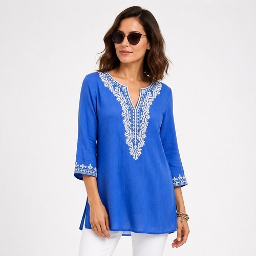 Sulu blue embroidered tunic - sulu,
