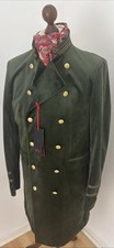 DEVIL'S ADVOCATE Overcoat Green & Gold Velvet Military /Band 44” New! RRP £300