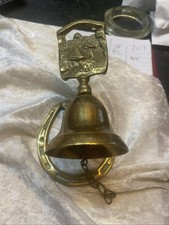 ANTIQUE VINTAGE CAST BRASS ORNATE DOOR BELL with PULL CHAIN &INSCRIPTION