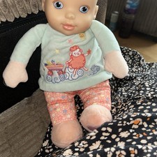 MY FIRST BABY ANNABELL DOLL 11"  - GREEN/PINK OUTFIT  hat ZAPF CREATIONS/rattle