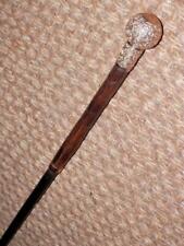 Antique Ladies Gold Swirl Repousse Ball top-Walking Stick/Cane Partridge Wood.