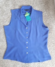 Women's Blue Silk Sleeveless