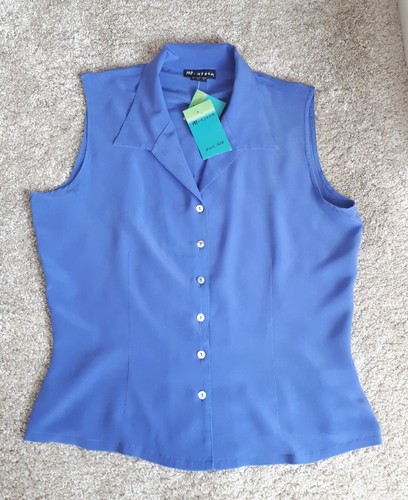 Women blue silk sleeveless - blue,