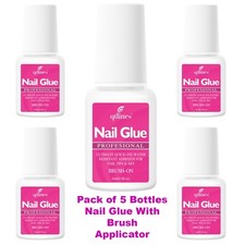 5 Packs x 7g Brush On Nail Glue Super Adhesive False Nails Natural 7ml Nailglue