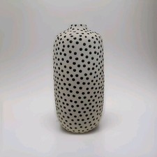 Anthropologie Polka Dot Vase Dottie Black Dotted Ceramic Art Flower Small