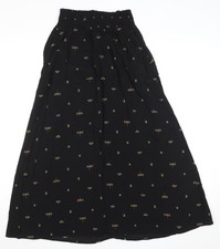 Joules Women's Black Midi A-Line Skirt Size 6 Embroidered Bee Print