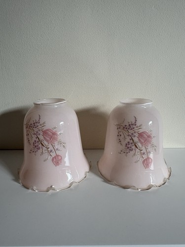 Pair vintage pink glass tulip - vintage,