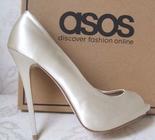 ASOS IVORY CREAM SATIN HIGH HEEL BRIDAL WEDDING SHOES SIZE 2 3 4 5 5.5 6 6.5 7