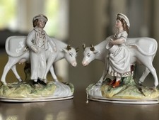 Pair of Staffordshire Figures – “Boy and Girl with Cow”, c.1850–1870