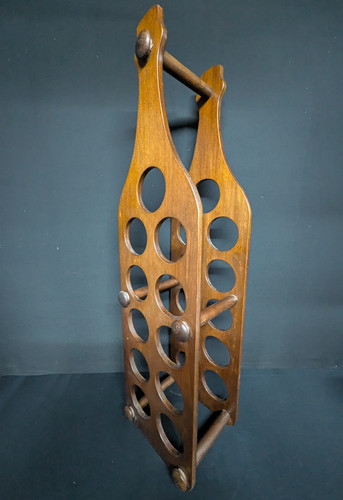 Vintage tall wooden wine rack - vintage,