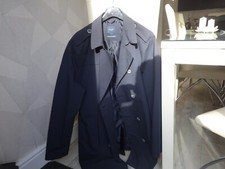 FISK OF OSLO MANS NAVY DOUBLE BREASTED TRENCH COAT UK L.