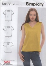 Simplicity Sewing Pattern 9133 Tops with Sleeve & Neckline Variations Size 16-24