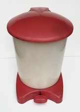 Vintage Red and Cream Plastic Pedal Bin Geeco Product England 1960/1970s Prop.