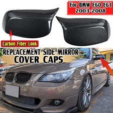 Door Wing Mirror Covers Caps Carbon Look For BMW E60 E61 E63 E64 2003-07