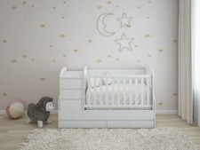 White Baby Cot Bed Convertible