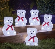 Deluxe Acrylic Polar Bear Christmas Lights Decoration 5 Bears