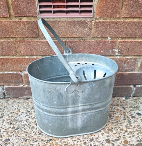 Galvanised metal mop bucket - galvanised,