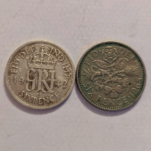 Sixpence pair 1942 silver - pair,