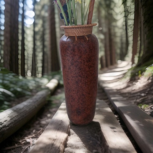 Tall brown ceramic cylindrical - ceramic,