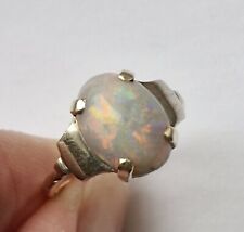 Antique Art Deco 9ct Yellow White Gold Semi Black Opal Ring Free Sizing 