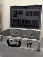 Aluminium Lockable Tool Storage Box Flight Trolley Case 46cm x 33cm x 16cm