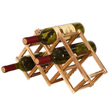 10 Bottle Foldable Free Standing Wine Rack Small Wooden Wine Stand Organising