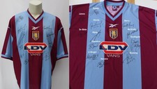Official Aston Villa Home Shirt signed by 2000-01 Squad inc. Ginola + COA & Map