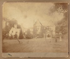 Lawn tennis, Wimbledon Park lodge. Rare 1880s Essenhigh Corke albumen photograph