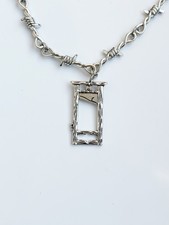 Barbed Wire Mini Guillotine Necklace | Alt Emo Goth Tattoo Punk Rock Spooky Medi